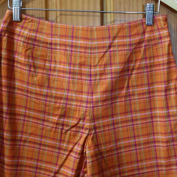 Telluride Women’s Bright Orange Plaid Capri Pants Size 10 NWT Y2K Streetwear - Picture 8 of 13